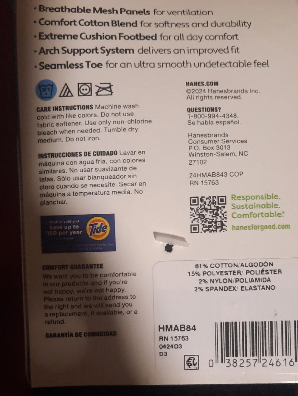 2 Hanes Absolute Comfort Mens Crew Socks - 3 Pack 6 Total Pair